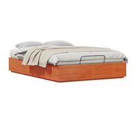 vidaXL Estructura de Cama Ottoman Marrón Cera 140 x 200 cm Pino Macizo, Cama ottomana Moderna con Amplio Almacenamiento y elevación hidráulica, Hecha de Madera de Pino