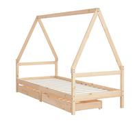 vidaXL Estructura de Cama para Niños con Cajones, Somier con Almacenaje, Cama Infantil, Mueble para Dormitorio, Madera de Pino 90x200 cm