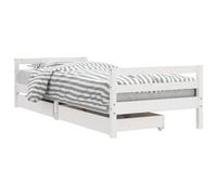vidaXL Estructura de Cama para Niños con Cajones, Somier Infantil con Cabecero, Marco de Cama, Mueble para Dormitorio, Madera de Pino Blanco 90x200 cm