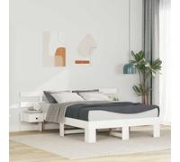 vidaXL Estructura de Cama Plataforma 140 x 190 cm de Madera de Pino Blanca, No Necesita Somier, Incluye Mesitas de Noche y Cajón de Almacenamiento Integrado. Acabado Suave, Diseño Contemporáneo, Fáci