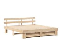 vidaXL Estructura de Cama Plataforma 180 x 200 cm de Pino Macizo, diseño Moderno y Elegante con cabecera, no Necesita somier, Patas cuadradas, fácil de Montar, Solo para Interiores, se Limpia con un