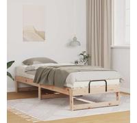 vidaXL Estructura de Cama Plataforma 80 x 210 cm Marrón en Madera de Pino Sólido, con Manijas de Metal. Diseño Minimalista, Bajo y Resistente. Fácil de Montar, Ideal para Uso Interior. Incluye Manija