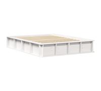 vidaXL Estructura de Cama Plataforma Blanca de, 135 x 190 cm, Hecha de Madera de Pino sólida. Diseño Moderno, Incluye Almacenamiento elevable, no Necesita Base de Caja. Montaje fácil, Ideal para Inte