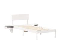 vidaXL Estructura de Cama Plataforma Blanca de Madera de Pino sólido, 75 x 190 cm, con cabecero Integrado y mesas Laterales. Fácil de armar, no Necesitas somier, Tiene un diseño Moderno y Resistente,