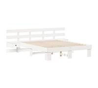 vidaXL Estructura de Cama Plataforma de Madera de Pino Blanca 140 x 200 cm, con un diseño Elegante y mesitas de Noche integradas. Construcción sólida y sin Necesidad de somier. Fácil de Montar, muebl