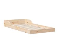 vidaXL Estructura de Cama Plataforma Marrón 90 x 210 cm de Madera de Pino Sólido. No Necesita boxspring. Diseño Moderno y Elegante. Ideal para Interiores. Montaje fácil para 2 Personas, Solo Necesita