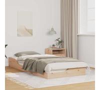 vidaXL Estructura de Cama Plataforma Natural 90 x 210 cm de Madera de Pino Sólida, Acabado Mate Marrón, Estilo Moderno, Ideal para Interiores, Montaje Fácil, Perfil Bajo, Incluye Cajón para Almacena