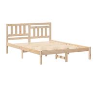 vidaXL Estructura de Cama Platform de en Color marrón, Medida 135 x 190 cm, Hecha de Madera de Pino sólida. Tiene un Estilo contemporáneo y Viene con cabecera. No Necesitas Base de Muelle, Tiene una