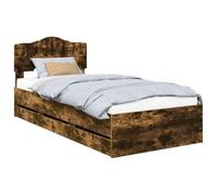 vidaXL Estructura de cama Roble ahumado 100 x 200 cm Madera ingenieril con almacenaje