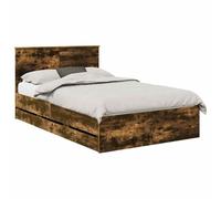 vidaXL Estructura de Cama Roble Ahumado 120 x 190 cm Madera Ingenieril, Cama Moderna, Marco Rectangular, almacén Oculto, Simple, Muebles Interiores, decoración de Dormitorio, Estilo Minimalista