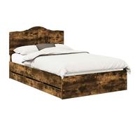vidaXL Estructura de Cama Roble Ahumado 120 x 200 cm Madera Ingenieril, Cama Rectangular Elegante para el Dormitorio, Muebles Modernos de Madera, organización Minimalista