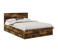 vidaXL Estructura de Cama Roble Ahumado 160 x 200 cm Madera Ingenieril, Cama Moderna, Marco Rectangular, almacén Oculto, Simple, Muebles Interiores, decoración de Dormitorio, Estilo Minimalista