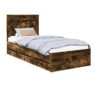vidaXL Estructura de Cama Roble Ahumado 75 x 190 cm Madera Ingenieril, Cama Rectangular Moderna, Muebles estilosos, Almacenamiento práctico, diseño Minimalista en Madera