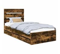 vidaXL Estructura de Cama Roble Ahumado 90 x 190 cm Madera Ingenieril, Configuración de Dormitorio, diseño Moderno, Cama de Madera, Base laminada, Mueble Que Ahorra Espacio, Estilo Minimalista