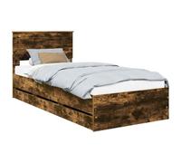 vidaXL Estructura de Cama Roble Ahumado 90 x 200 cm Madera Ingenieril, Cama Moderna, diseño Minimalista, Mueble Rectangular, Pieza Funcional, Almacenamiento Oculto, solución para Dormir