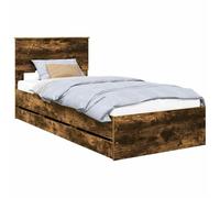 vidaXL Estructura de Cama Roble Ahumado 90 x 200 cm Madera Ingenieril, Cama Moderna, Marco Rectangular, almacén Oculto, Simple, Muebles Interiores, decoración de Dormitorio, Estilo Minimalista