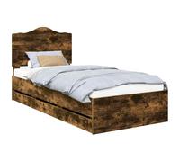 vidaXL Estructura de Cama Roble Ahumado 90 x 200 cm Madera Ingenieril, Ideas de Muebles para Dormitorio, Rectangular, Moderno y Que Ahorra Espacio con un diseño contemporáneo, Minimalista y solucione