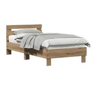 vidaXL Cama Individual de Roble Artisan de, Hecha de Madera Maciza, Adultos, con un diseño Minimalista, Mide 90 x 190 cm, Estilo rústico y Viene con un colchón Resistente a Manchas. Mue