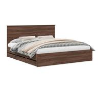 vidaXL Estructura de cama 200 x 200 cm Madera ingenieril Roble marrón Diseño moderno