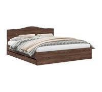 vidaXL Estructura de Cama Roble Marrón 200 x 200 cm Madera Ingenieril, Dormitorio, Rectangular, Diseño Moderno para Espacios Elegantes, con Soluciones de Almacenamiento Integradas, Paleta de Colores