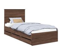 vidaXL Estructura de Cama Roble Marrón 75 x 190 cm Madera Ingenieril, Configuración Moderna de Dormitorio, Base Rectangular con Espacio, diseño Elegante, Muebles funcionales