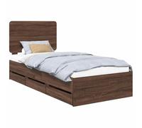 vidaXL Estructura de Cama Roble Marrón 75 x 190 cm Madera Ingenieril, Elegante Marco de Cama Rectangular, Mueble Moderno, Almacenamiento Funcional, Madera con cajones Ocultos