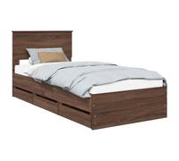 vidaXL Estructura de Cama Roble Marrón 90 x 190 cm Madera Ingenieril, Cama Moderna, diseño Minimalista, Mueble Rectangular, Pieza Funcional, Almacenamiento Oculto, solución para Dormir