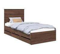vidaXL Estructura de cama Roble marrón 90 x 190 cm Madera ingenieril, soporte ergonómico del colchón