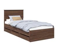 vidaXL Estructura de Cama Roble Marrón 90 x 200 cm Madera Ingenieril, Cama Moderna, Marco Rectangular, almacén Oculto, Simple, Muebles Interiores, decoración de Dormitorio, Estilo Minimalista