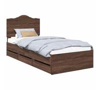 vidaXL Estructura de cama 90x200 cm Roble marrón, Madera ingenieril minimalista