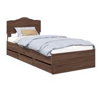 vidaXL Estructura de Cama Roble Marrón 90 x 200 cm Madera Ingenieril, Dormitorio, Rectangular, Diseño Moderno para Espacios Elegantes, con Soluciones de Almacenamiento Integradas, Paleta de Colores R