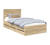 vidaXL Estructura de Cama Roble Sonoma 100 x 200 cm Madera Ingenieril, Cama Moderna, diseño Minimalista, Mueble Rectangular, Pieza Funcional, Almacenamiento Oculto, solución para Dormir