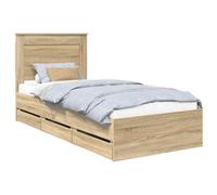 vidaXL Estructura de Cama Roble Sonoma 100 x 200 cm Madera Ingenieril, Cama Rectangular Moderna, Muebles estilosos, Almacenamiento práctico, diseño Minimalista en Madera