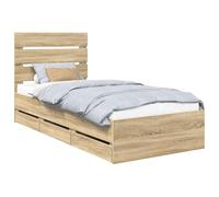 vidaXL Estructura de Cama Roble Sonoma 100 x 200 cm Madera Ingenieril, Configuración de Dormitorio, diseño Moderno, Cama de Madera, Base laminada, Mueble Que Ahorra Espacio, Estilo Minimalista