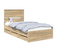 vidaXL Estructura de Cama Roble Sonoma 100 x 200 cm Madera Ingenieril, Juego de Dormitorio Moderno, Estructura de Cama contemporánea, Muebles Elegantes, Soporte ergonómico del colchón