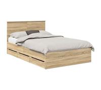 vidaXL Estructura de Cama Roble Sonoma 120 x 190 cm Madera Ingenieril, Cama Moderna, Marco Rectangular, almacén Oculto, Simple, Muebles Interiores, decoración de Dormitorio, Estilo Minimalista