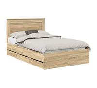 vidaXL Estructura de Cama Roble Sonoma 120 x 190 cm Madera Ingenieril, Cama Rectangular Moderna, Muebles estilosos, Almacenamiento práctico, diseño Minimalista en Madera