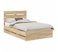 vidaXL Estructura de Cama Roble Sonoma 120 x 190 cm Madera Ingenieril, Configuración de Dormitorio, diseño Moderno, Cama de Madera, Base laminada, Mueble Que Ahorra Espacio, Estilo Minimalista