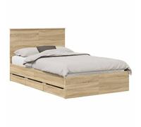 vidaXL Estructura de Cama Roble Sonoma 120 x 200 cm Madera Ingenieril, Juego de Dormitorio Moderno, Estructura de Cama contemporánea, Muebles Elegantes, Soporte ergonómico del colchón