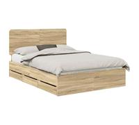 vidaXL Estructura de Cama Roble Sonoma 140 x 190 cm Madera Ingenieril, Elegante Marco de Cama Rectangular, Mueble Moderno, Almacenamiento Funcional, Madera con cajones Ocultos