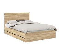 vidaXL Estructura de Cama Roble Sonoma 140 x 190 cm Madera Ingenieril, Juego de Dormitorio Moderno, Estructura de Cama contemporánea, Muebles Elegantes, Soporte ergonómico del colchón