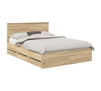 vidaXL Estructura de cama Roble Sonoma 140 x 200 cm, madera ingenieril, almacén oculto