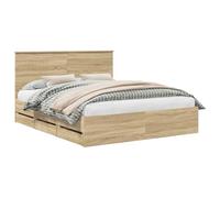 vidaXL Estructura de Cama Roble Sonoma 160 x 200 cm Madera Ingenieril, Juego de Dormitorio Moderno, Estructura de Cama contemporánea, Muebles Elegantes, Soporte ergonómico del colchón
