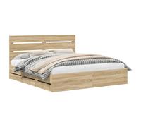 vidaXL Estructura de cama Roble Sonoma 200 x 200 cm – Madera ingenieril, base laminada, minimalista