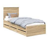 vidaXL Estructura de Cama Roble Sonoma 75 x 190 cm Madera Ingenieril, Cama Moderna, diseño Minimalista, Mueble Rectangular, Pieza Funcional, Almacenamiento Oculto, solución para Dormir