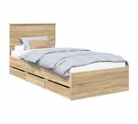 vidaXL Estructura de Cama Roble Sonoma 75 x 190 cm Madera Ingenieril, Cama Moderna, Marco Rectangular, almacén Oculto, Simple, Muebles Interiores, decoración de Dormitorio, Estilo Minimalista