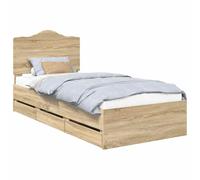 vidaXL Estructura de Cama Roble Sonoma 75 x 190 cm Madera Ingenieril, Ideas de Muebles para Dormitorio, Rectangular, Moderno y Que Ahorra Espacio con un diseño contemporáneo, Minimalista y soluciones