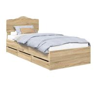 vidaXL Estructura de Cama Roble Sonoma 90 x 200 cm Madera Ingenieril, Dormitorio, Rectangular, Diseño Moderno para Espacios Elegantes, con Soluciones de Almacenamiento Integradas, Paleta de Colores R