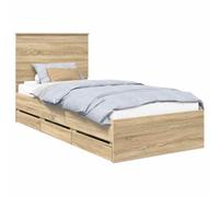 vidaXL Estructura de Cama Roble Sonoma 90 x 200 cm Madera Ingenieril, Juego de Dormitorio Moderno, Estructura de Cama contemporánea, Muebles Elegantes, Soporte ergonómico del colchón