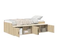 vidaXL Estructura de Cama Roble Sonoma 90X190 cm | Madera diseñada Diseño Moderno Amplios Compartimentos Adecuado para colchón de 90 X 190. Solución de Dormitorio Organizador contemporáneo Mobiliari